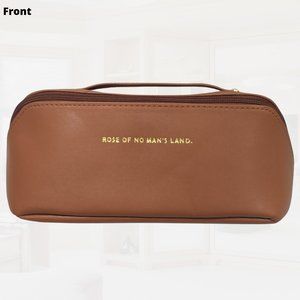 Large Capacity Toiletry & Makeup Bag - Waterproof PU Leather - Brown